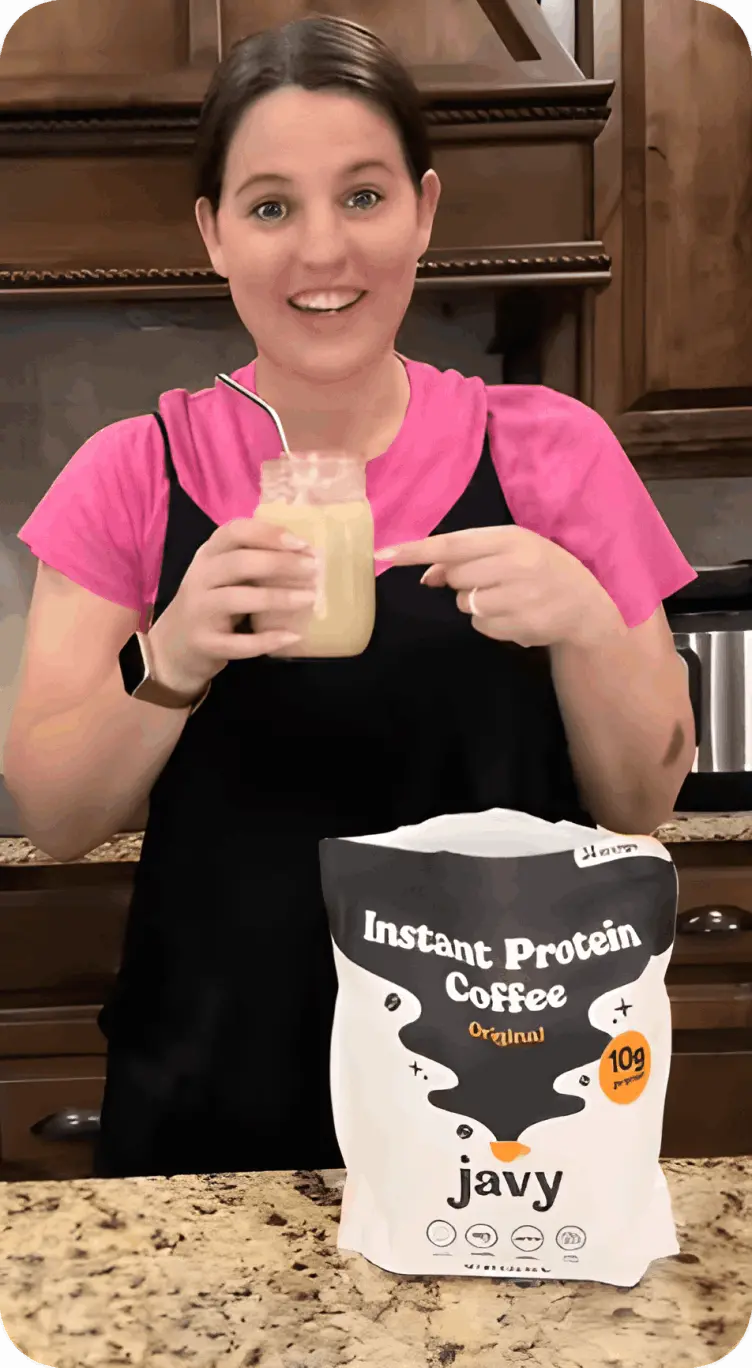 person using Javy Coffee